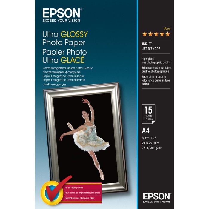EPSON C13S041927 ULTRA GLOSSY PHOTO PAPER - A4 - 15 SHEETS