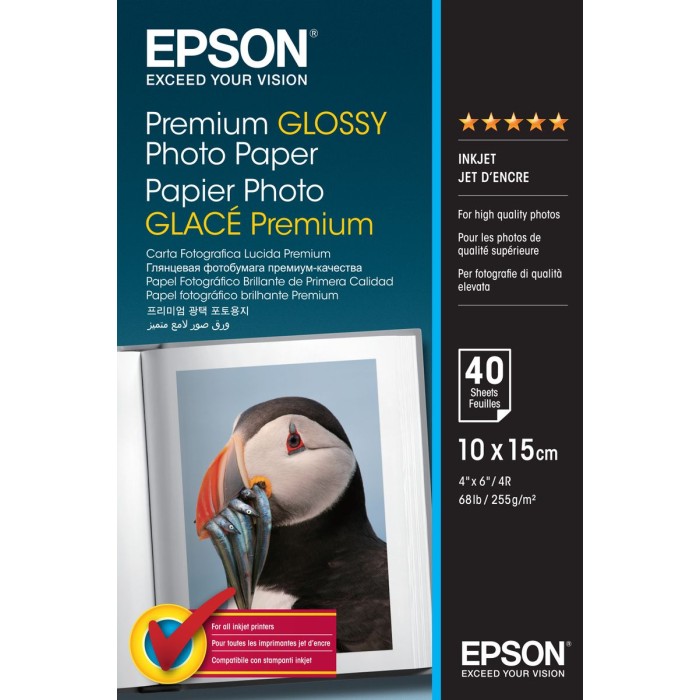 EPSON C13S042153 PREMIUM GLOSSY PHOTO PAPER - 10X15CM - 40 SHEETS