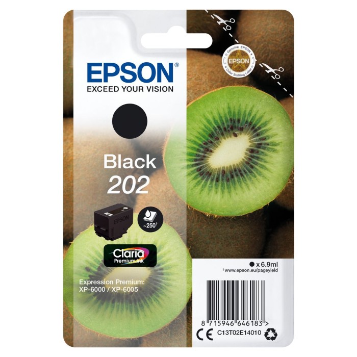 EPSON C13T02E14010 202 KIWI CLARIA PREMIUM SINGLE BLACK INK