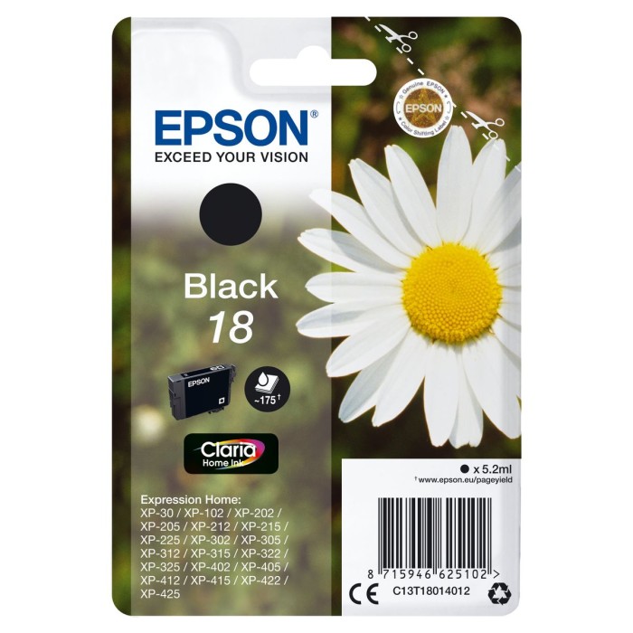 EPSON C13T18014012 18 DAISY CLARIA HOME SINGLE BLACK INK