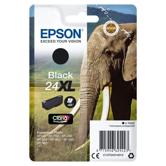 EPSON C13T24314012 24XL ELEPHANT CLARIA PHOTO HD SINGLE BLACK INK