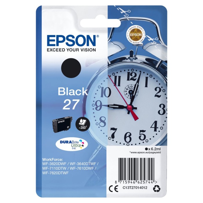EPSON C13T27014012 27 ALARM CLOCK DURABRITE ULTRA SINGLE BLACK INK