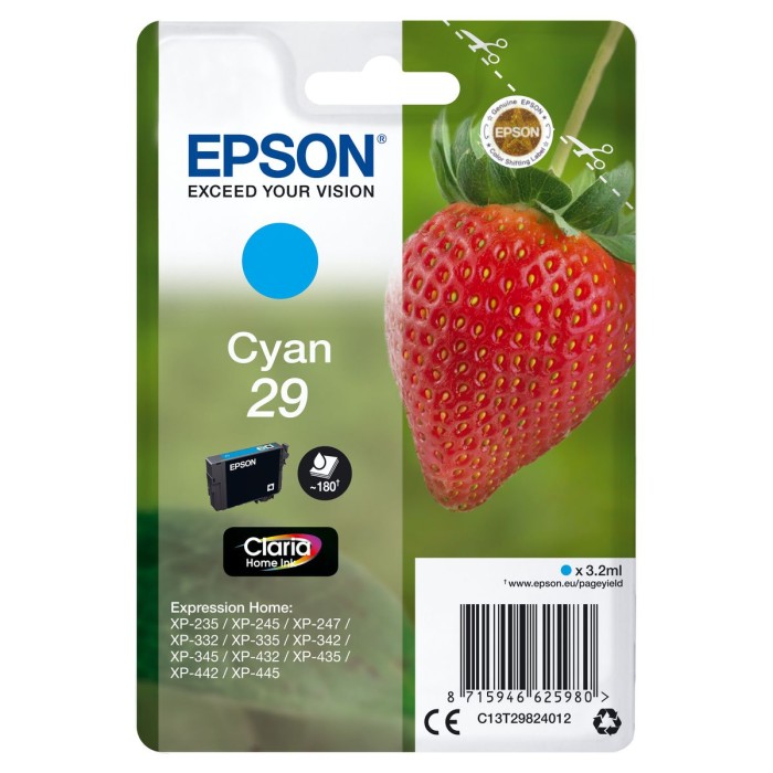 EPSON C13T29824012 29 STRAWBERRY CLARIA HOME SINGLE CYAN INK
