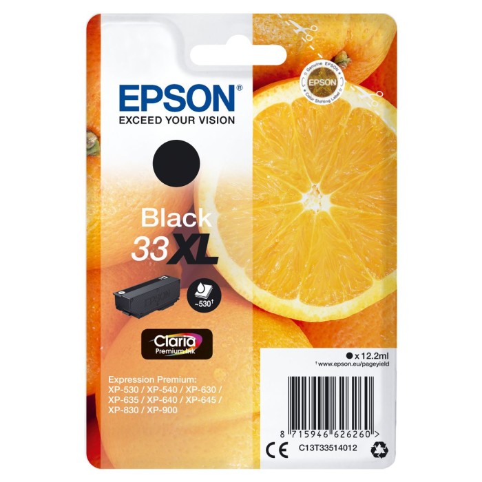 EPSON C13T33514012 33XL ORANGES CLARIA PREMIUM SINGLE BLACK INK
