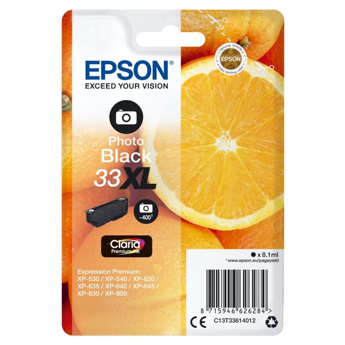 EPSON C13T33614012 33XL ORANGES CLARIA PREMIUM SINGLE PHOTO BLACK INK