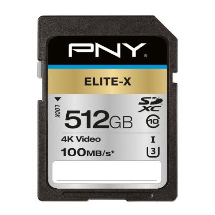 PNY TECHNOLOGIES EUROPE P-SD512U3100EX-GE 512GB PNY SD ELITE-X CLASS 10 UHS-I U3  100MB/S