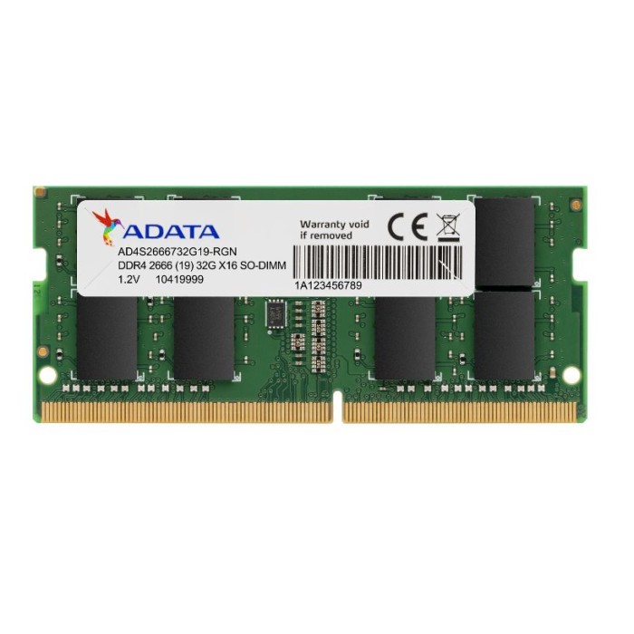 ADATA TECHNOLOGY B.V. AD4S26668G19-SGN ADATA RAM 8GB DDR4 SODIMM 2666MHZ 1024X8