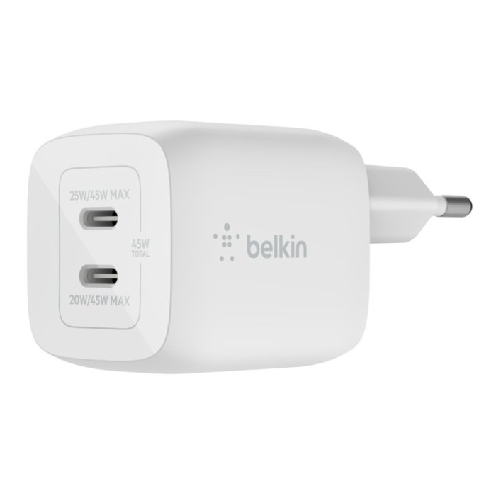 BELKIN WCH011VFWH 45W PD PPS DUAL USB-C GAN CHARGER - UNIVERSAL